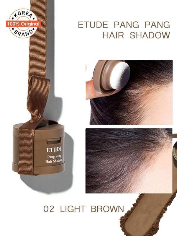 Etude House PANG PANG HAIR SHADOW 02 MARROM CLARO, À prova d'água e Fácil de Limpar, Contém Água e Resistente a Suor, Pó de Revestimento para Manter a Maquiagem de Cabelo de Longa Duração, K-Beauty, Maquiagem Coreana, 3,5g/0,12oz