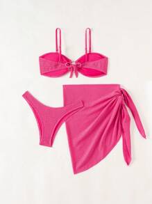 Women Bikini Sets - 玫紅色 - 查看 2