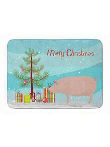English Large White Pig Christmas Machine Washable Memory Foam Mat - 白色 - 查看 2