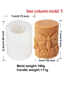 3D Relief Bienen Zylindische Kerzen Silikon Form DIY Waben Säule Aromatherapie Kerzen Gips Herstellung Werkzeug Handgemachtes Geschenk Dekoration - Weiss - Übersicht 16