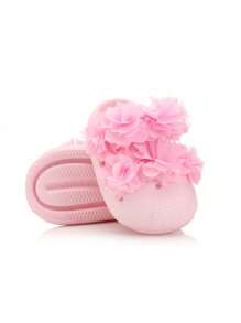 New Style Girls' Hollow-Out Flat Slip-Resistant Dual-Purpose Sandals, Summer Cute Floral Beach Slippers For Kids & Teenagers On Vacation - Baby Pink - View 8