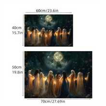 1入組無框大畫布海報- 充滿活力的奇幻藝術作品，女巫的月光場景，隨時可掛牆裝飾 - 完美的萬聖節風扇禮物，適用於臥室，辦公室，客廳，咖啡館，酒吧和宿舍裝飾 - 彩色 - 查看 5