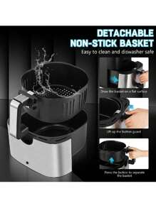 KitCook Large Air Fryer, 1500W 7QT AirFryer Cooker, Adjustable Temperature 100-400°F, 8 Presets Menu, Digital Touch Screen, Nonstick Basket, Hot Frying Pot Stainless Steel Air Fryers(Recipes/Skewers Included) - 查看 4