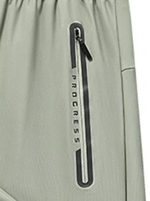 Quick-Dry Comfortable Ice Silk Pants For Boyfriend Style Men, Outdoor Running Exercise Trousers, 1pc, Zippered Pockets, High Elastic Waist With Drawstring, Suitable For Summer Gym Workouts, Training And Jogging - Green - View 5