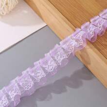 5m Colored Double Layer Pleated Lace Chiffon Lace Trim, 2.5cm Wide Clothing Accessory For DIY, Curtains, Skirts, Etc.