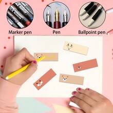 10 Hojas de etiquetas con nombres con diseño de animales - Pegatinas impermeables y escribibles con diseños de alce y zorro para útiles escolares, cajas, botellas y cuadernos - Multicolor - Ver 6