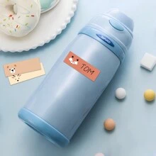 10 Hojas de etiquetas con nombres con diseño de animales - Pegatinas impermeables y escribibles con diseños de alce y zorro para útiles escolares, cajas, botellas y cuadernos - Multicolor - Ver 5