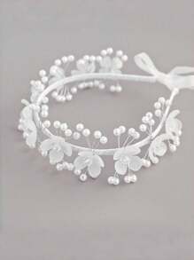 1pc Children's Hair Accessory Multi-Colored Hairband With Flowers, Pearls And Ribbons Cute Floral Headband - Multicolor - View 10