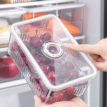 Contenedores transparentes de almacenamiento de alimentos con organizador de nevera, canastas para vegetales y frutas frescas, almacenamiento en caja de refrigerador, organizador de cocina, almacenamiento, organizador, cocina, viaje, utensilios de cocina, herramientas de cocina, objetos de cocina. - transparente - Ver 3