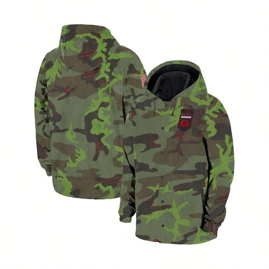 Chaqueta tipo novio con cremallera completa y estampado de camuflaje del equipo Georgia Bulldogs para hombres - camuflaje - Ver 1