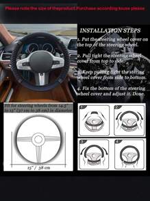 汽车方向盘套 - PU材质，时尚镶钻 - 四季皆宜 - 跨境汽车把手套 - 汽车装饰 - 无内环 - 黑色 - 查看 3