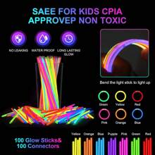 260PCS Glow In The Dark Party Supplies, Glow Sticks Glasses Favors, 20PCS Foam Glow Sticks, 20PCS LED Glasses, 20PCS Bunny Ear Headband And 200PCS Glow Sticks For Neon Party For Unforgettable Neon Parties, Weddings, Birthdays, Halloween, New Year's Eve And Christmas Celebrations - Nhiều màu - Xem 5