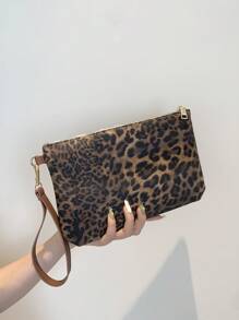 Modna nowa podręczna torba na dokumenty kopertówka swobodna kolorowa wielozadaniowa damska torebka z wzorem w panterkę, modna torba z nadrukiem w panterkę dla kobiet powrót lamparta - Wielokolorowe - Zobacz 2