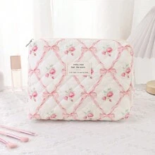 1/2/3pcs Bowknot Design Makeup Bags, Large Capacity Quilted Cosmetic Pouch, Sweet Student Style Handheld Toiletry Bag, Makeup Bag, Makeup Bags, Cosmetic Bag, Makeup Organiser, Travel, Makeup Pouch, Make Up Bags, Bags, Vanity Accessories, Small Makeup Bag, Makeup Pouch, Cosmetic Bag, Large Capacity, Large Makeup Bag, Christmas Gifts, Pouch, Travel, Gifts For Women, Women's Pouch, Clutch / Small Handbag, Makeup Organizer, Pouch, Brush Holder, Mini Pouch, Large Capacity Pouch,Gifts For Women,Christmas Gifts,Gift Ideas For Women - Pink - View 5