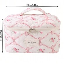1/2/3pcs Bowknot Design Makeup Bags, Large Capacity Quilted Cosmetic Pouch, Sweet Student Style Handheld Toiletry Bag, Makeup Bag, Makeup Bags, Cosmetic Bag, Makeup Organiser, Travel, Makeup Pouch, Make Up Bags, Bags, Vanity Accessories, Small Makeup Bag, Makeup Pouch, Cosmetic Bag, Large Capacity, Large Makeup Bag, Christmas Gifts, Pouch, Travel, Gifts For Women, Women's Pouch, Clutch / Small Handbag, Makeup Organizer, Pouch, Brush Holder, Mini Pouch, Large Capacity Pouch,Gifts For Women,Christmas Gifts,Gift Ideas For Women - Pink - View 11