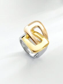 1 Stück schlichter und modischer Ring mit dreifacher Farbbeschichtung, Damenmodeaccessoire Geschenk, geeignet für den täglichen Gebrauch und Partys