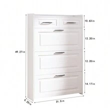 MoolSun Large Capacity Shoe Cabinet With 3 Doors 2 Drawers,Large Space Storage Shoes Cabinet For Entryway,Shoe Rack For Front Door Entrance,Home Decor Entryway Shoes Cabinet,A Storage Master That Can Be Used As A Fashion Gift - 白色 - 查看 9