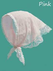 French Countryside Style Lace Wrap Headscarf Fashion Triangle Headscarf Women's Hair Tie Headband Seaside Accessories Retro Elegant Scarf Ribbon French Lace Triangle Headscarf Flower Hair Accessories Tiaras - Multicolor - View 16