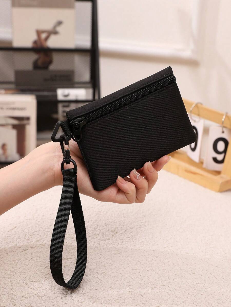Unisex Detachable Hand Strap Solid Color Zipper For Women Wallet Mini Wallet Purse Wallet Wristlet Wallet Coin Wallet Travel Wallet