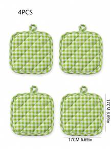 2pcs/4pcs Thickened Fabric Dining Table Mats, Square Plaid Heat Insulation Pads, Kitchen Dining Room Living Room Tableware Coasters, Nordic Style Heat Resistant Mats - Grey - View 14