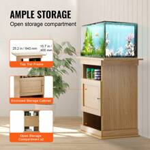 Aquarium Stand, 20 Gallon Fish Tank Stand, 25.2 X 15.7 X 28.3 In MDF Turtle Tank Stand, 167.6 Lbs Load Capacity, Reptile Tank Stand With Storage, Cabinet And Hardware Kit, Basswood Color - 薑色 - 查看 3