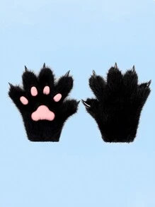 Furry Fur Cat Wolf Fox Dog Fluffy Animal Paws Claws Gloves Mittens Hands Costume Cosplay For Kids Halloween
