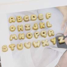 New 18K Gold Plated Cubic Zirconia Encrusted Bubble Pendants With 26 English Letter DIY Name Necklace