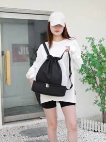 1pc Women's Versatile Small Capacity Indoor Sports Gym Bag With Independent Shoe Compartment And Wet/Dry Separation, Fashionable Outdoor Travel Backpack Travel Bag