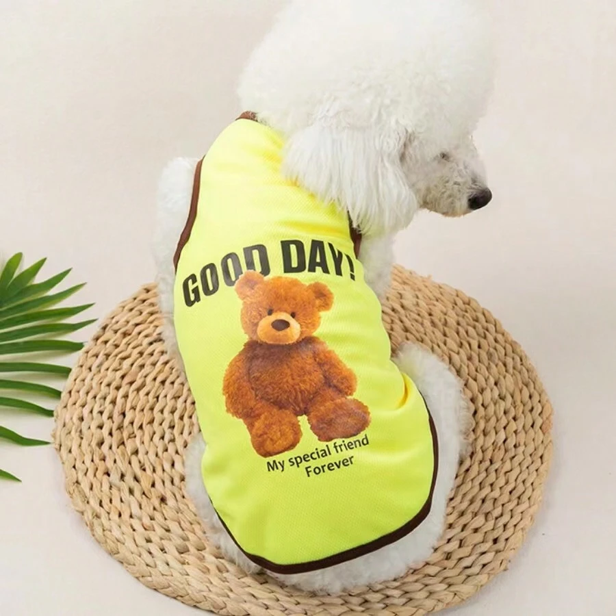 Ropa para mascotas tipo oso, chaleco para perro, ropa transpirable para gato, suministros para mascotas, mascota feliz