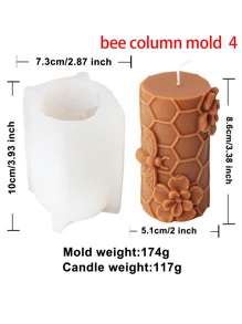 3D Relief Bienen Zylindische Kerzen Silikon Form DIY Waben Säule Aromatherapie Kerzen Gips Herstellung Werkzeug Handgemachtes Geschenk Dekoration - Weiss - Übersicht 17