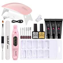 LULAA 17合1美甲套装，多用途美甲延长套装，凝胶美甲套装包含卸甲工具、抛光机、UV美甲灯、延长胶、底胶、封层、美甲模具、美甲笔、指甲夹和指甲锉。 - 彩色 - 查看 2