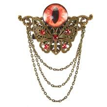 Phụ kiện đội đầu phong cách Gothic u tối, kẹp tóc và ghim cài áo 2 trong 1 hình bướm đính pha lê mắt quỷ. - A - Xem 7