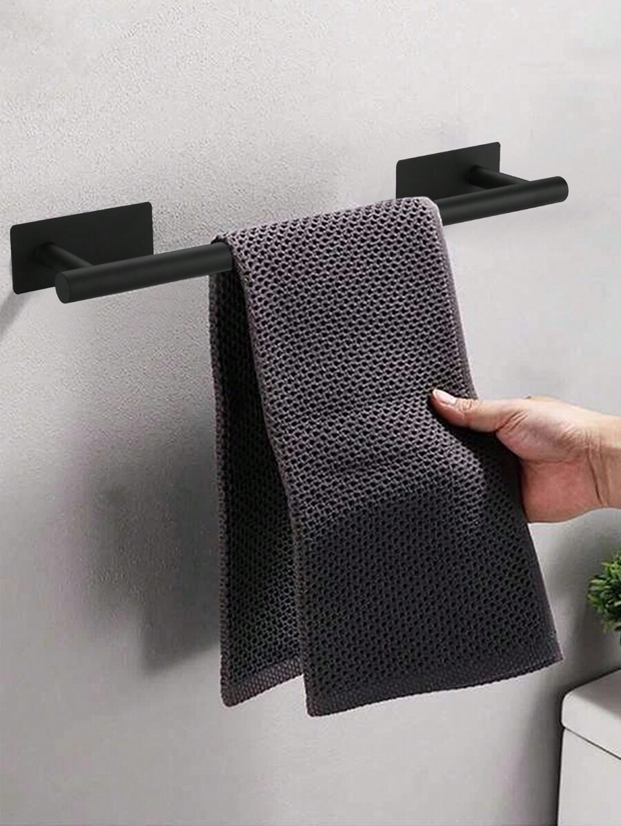 1pc PunchFree Bathroom Towel Bar, Wall Mounted Towel Rack, Bathroom