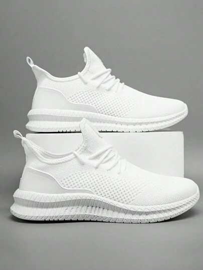 Men's Fashion Knitted Running Shoes, Outdoor Breathable Sports Shoes For Jogging - Comfortable Travel Shoes