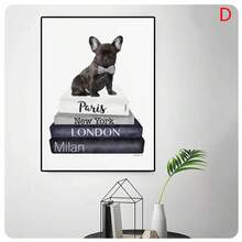 1PC Animals Pomeranian Books Posters Wall Art Canvas Painting Image Print Home Bedroom Bedside Background Decor Prints Unframed - Multicolor - View 6