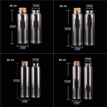 24pcs/Lot 10ml/15ml/20ml/25ml/30ml/40ml/45ml/50ml/55ml/60ml Transparent Glass Bottles With Cork Stopper, DIY Craft Small Bottle, Wishing Bottle, Home Decoration, Storage Jars Best Gifts Birthday Graduation