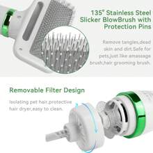 2-In-1 Pet Grooming Hair Dryer With Slicker Brush - Low Noise Gentle Dog Dryer For Small Dogs, Cats & Puppies. Compact Pet Beauty Care, National Dog Day Gift & Apartment Essentials - White - View 2