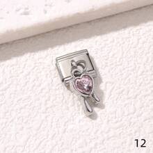 1/5/10 piezas Surtido de dijes encantadores en forma de mariquita, donut, cisne, tacón alto, estrella y helado, serie de dijes modulares italianos para brazalete, accesorios de joyería - Manualidades de joyería DIY