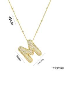 1 Peça de Novo Colar de Pingente de Letra A-Z com Micro Pavé de CZ de Luxo, Colar de  de Letra de Nome Inicial masculino e feminino, eletroplatedo com ouro de 18k.