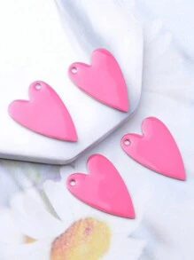 4pcs Copper Double-Sided Enamelled Red Heart Charm Pendant For Women's Jewelry Making Valentines - 4 Pieces - View 9