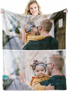 Personalized Photo Collage Blanket With Text, 9 Photos Customized, Ideal For Birthday, Anniversary, Wedding, Halloween And Christmas, Perfect Gift For Boyfriend, Girlfriend For Anniversaries, For Valentine's Day, For Mother's Day, For Birthdays, For Children's Day, For Father's Day, For Graduation, For Weddings, For Christmas, For Housewarming Sofa, Car, Bed, Bedroom, Living Room,Sofa Bed - 9 Photos - View 4
