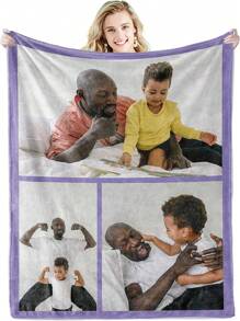 Personalized Photo Collage Blanket With Text, 9 Photos Customized, Ideal For Birthday, Anniversary, Wedding, Halloween And Christmas, Perfect Gift For Boyfriend, Girlfriend For Anniversaries, For Valentine's Day, For Mother's Day, For Birthdays, For Children's Day, For Father's Day, For Graduation, For Weddings, For Christmas, For Housewarming Sofa, Car, Bed, Bedroom, Living Room,Sofa Bed - 9 Photos - View 5