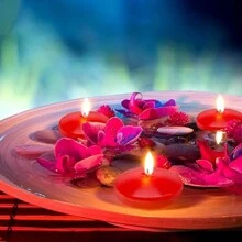 12/36/50 Pcs Unscented Pink Floating Disc Candle, Home Decor, Wedding Receptions,Birthdays, Celebrations & Party Favors(RED) - Red - View 5