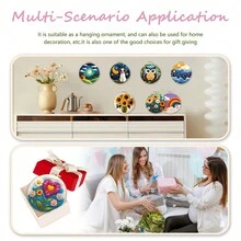 1包椰樹圖案毛氈畫DIY刺繡套件手工毛氈繡畫針刺入門套裝裝飾20x20cm/7.87x7.87英寸 - 彩色 - 查看 10