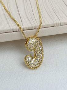 1 Peça Novo Colar de pingente de letra A-Z 26 CZ Exagerado Grande Estilo Hip-Hop de Luxo, Colar de corrente em aço inoxidável com banho de ouro 18K para homens e mulheres com nome ou inicial.