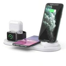 Bộ sạc không dây 6 trong 1 có sạc nhanh 15W Tương thích với iPhone/Apple Watch/AirPods, Đế sạc đa chức năng - Nhiều màu - Xem 6