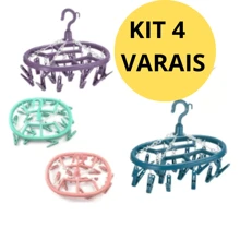 Kit Com 4 unidades Varal De Roupas Oval Calcinha Cuecas 18 Prendedores Íntima Pronta Entrega - Multicolorido - Visão 1