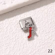 1/5/10 piezas Surtido de dijes encantadores en forma de mariquita, donut, cisne, tacón alto, estrella y helado, serie de dijes modulares italianos para brazalete, accesorios de joyería - Manualidades de joyería DIY