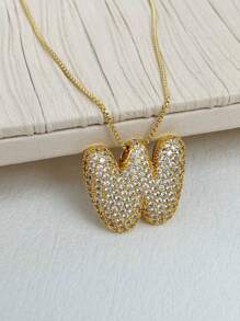 1 Peça Novo Colar de pingente de letra A-Z 26 CZ Exagerado Grande Estilo Hip-Hop de Luxo, Colar de corrente em aço inoxidável com banho de ouro 18K para homens e mulheres com nome ou inicial.