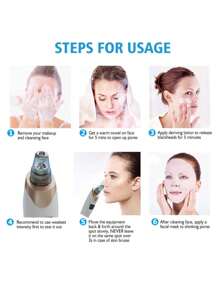 6 en 1  ABS Blackhead Absorber Instrumento de limpieza multifunción para eliminar puntos black, kit de succión de puntos black faciales limpiador de poros extractor de acné herramienta de eliminación de acné kit de eliminación de acné equipo de belleza (blanco) Moderno Removedor de Puntos black para el Hogar - Blanco - Ver 3